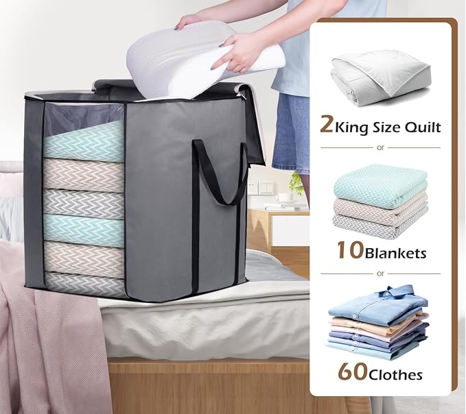 SLEEPING LAMB 120L Oversized Blanket Storage Bags Sturdy Fabric Clothes Storage - Image 4