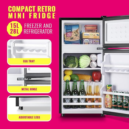 Mini Fridge with Top Freezer Apartment Size Dual Door Compact Small Refrigerator - Image 8