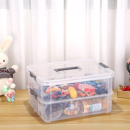 JUXYES 2-Tiers Stack Carry Storage Box - Image 8