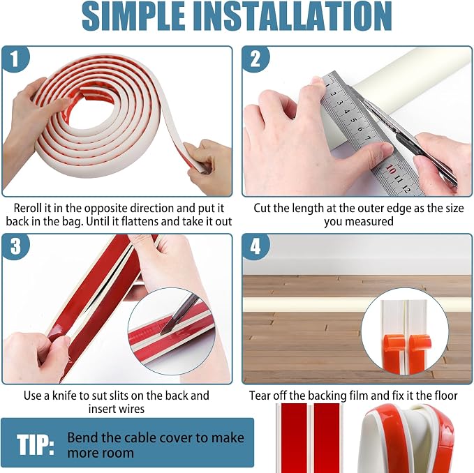 Floor Cord Covers for Wires 10FT Cable Hider Wire Cover Self Adhesive Cord - Image 5