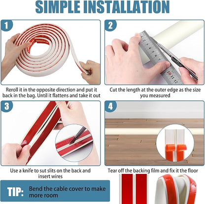 Floor Cord Covers for Wires 20FT Cable Hider Wire Cover Self Adhesive Cord - Image 5
