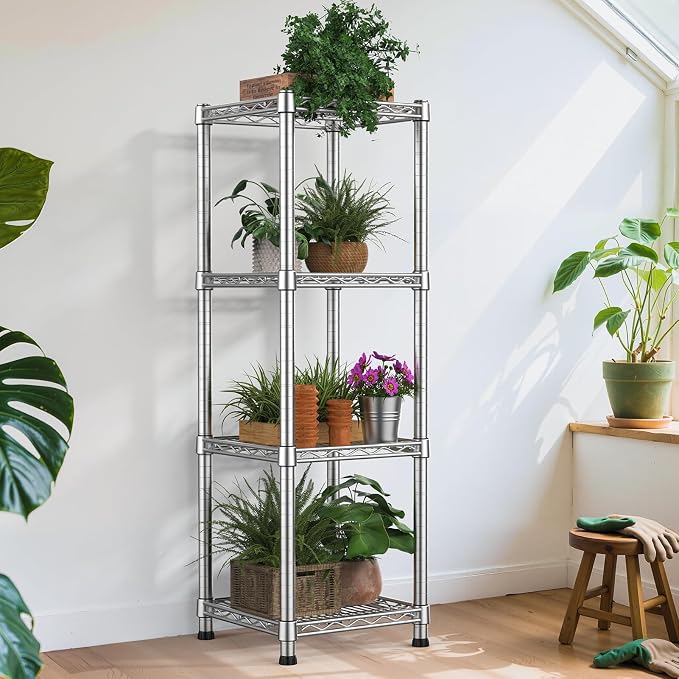 Metal Wire Shelving Unit Storage Shelves 4 Tier Adjustable Shelf Sturdy Steel - Image 8
