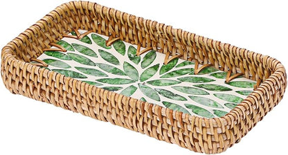 Decorative Key Basket Tray fot Entryway Table Woven Rattan Tray - Image 9