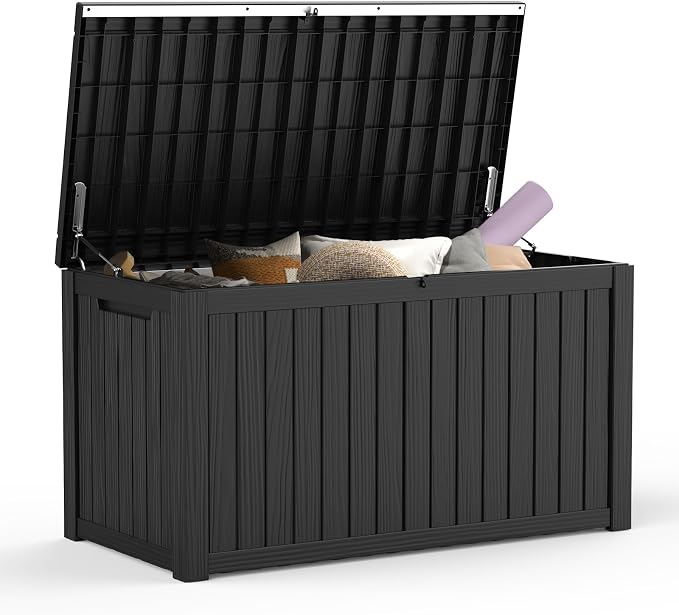 Mars Villa 180 Gallon Outdoor Storage Box, Large Resin Deck Box Waterproof by MarsVilla