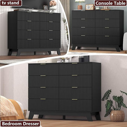 Fluted Dresser for Bedroom, 8 Drawer Dresser for Closet, Storage Cabinet and - Image 4