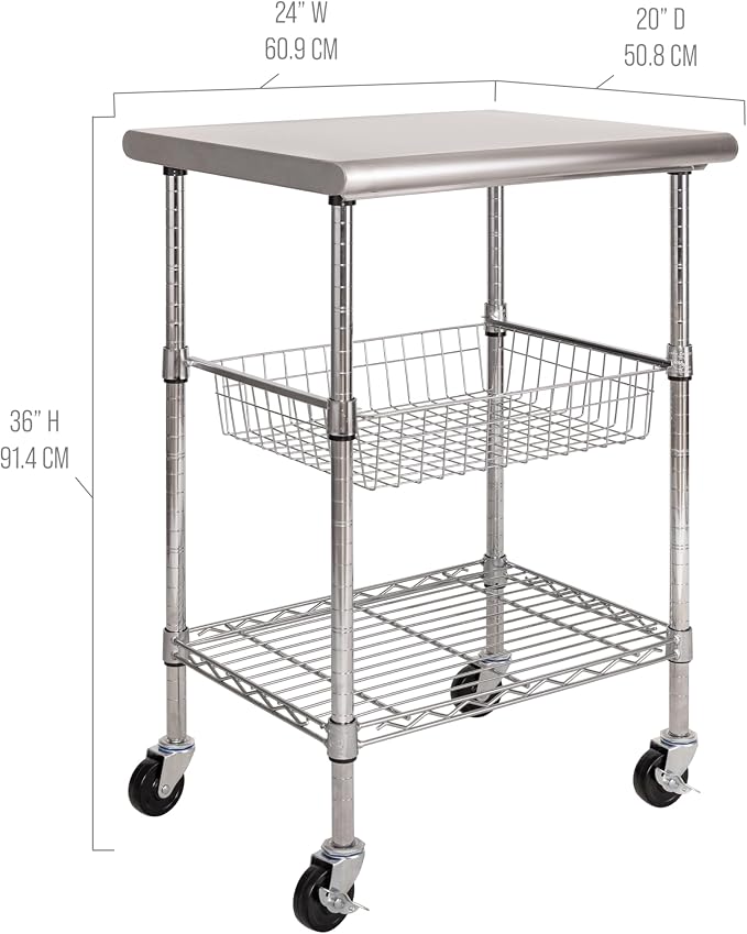 Stainless-Steel Commercial-Grade NSF-Certified Prep Table Cart - Image 5