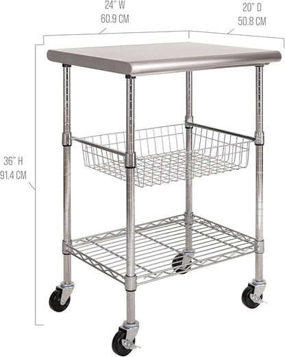 Stainless-Steel Commercial-Grade NSF-Certified Prep Table Cart - Image 5