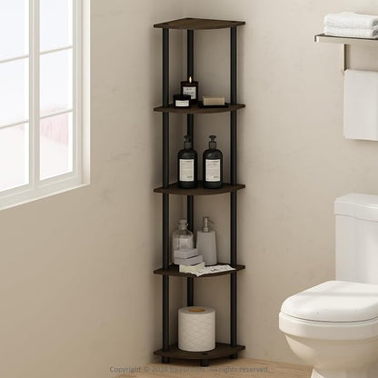Furinno Turn-N-Tube Storage Shelves, 5-Tier Book Shelf, Corner Shelf, Toolless by Furinno-FitsYourSpaceFitsYourBudget