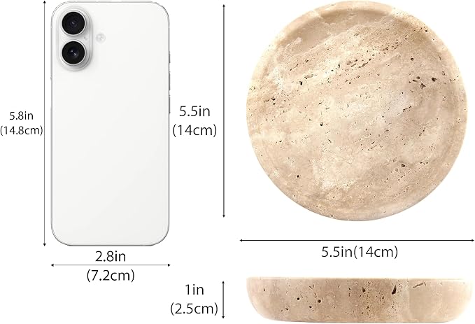 Small Natural Marble Jewelry Tray Key Plate Holder Dish Trinket Decor Catch All - Image 2