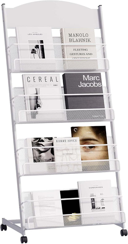 lesolar Floor-Standing Magazine Rack 4-tier Newspaper Holder Book Display Shelf - Image 2