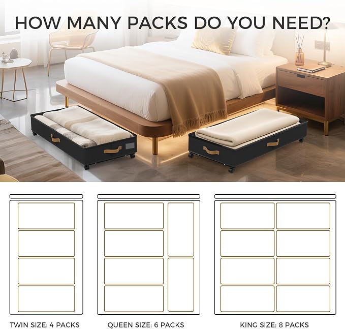 Under Bed Storage with Wheels 4-Pack, 75L XXL Under the Bed Storage Containers - Image 8