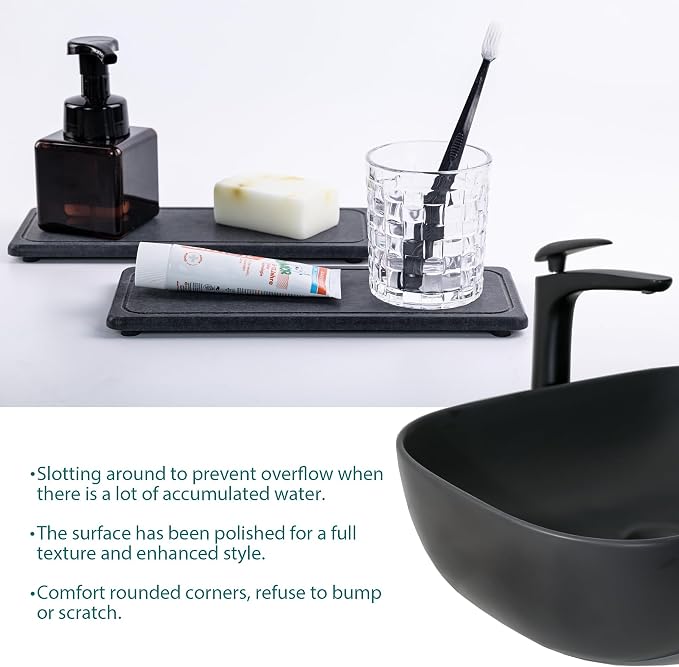2 Pcs Water Absorbing Stone Trays, Kitchen/Bathroom Sink Soap Dish, Diatomite - Image 3