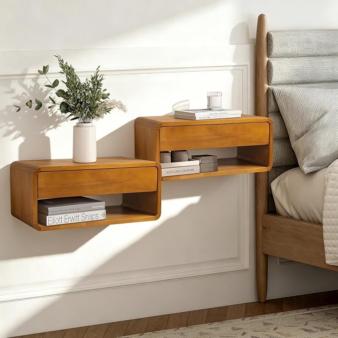 Floating Nightstand Wall Mounted Bedside Shelf Handmade Bedroom Furniture - Image 6