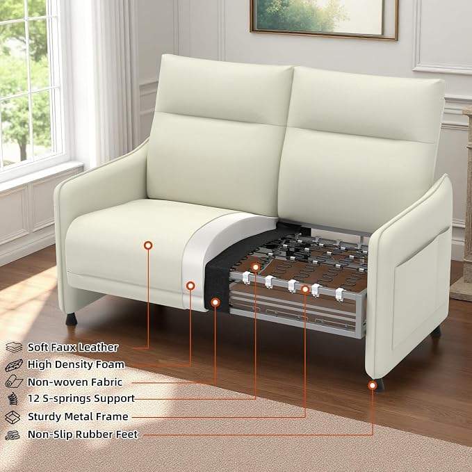 Faux Leather Loveseat, Upholstered Loveseat - Image 7