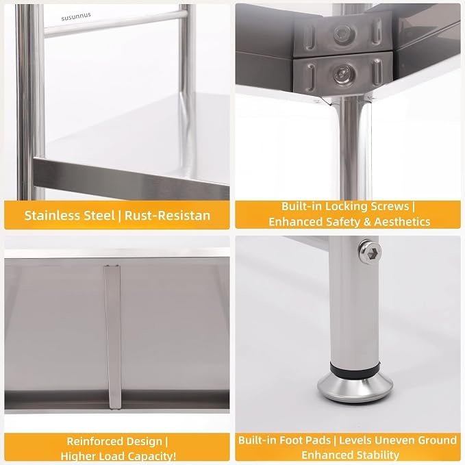 susunnus Stainless Steel Shelf, Kitchen Storage Shelves, Microwave Shelf - Image 4