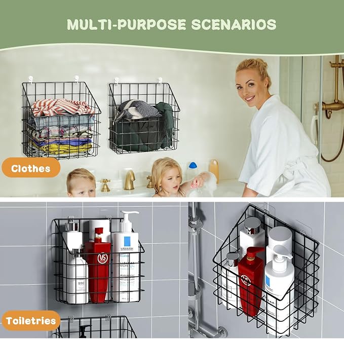 Greentainer 2 Pack Bath Toy Storage Organizer, Large Rustproof Metal Wire Basket - Image 6