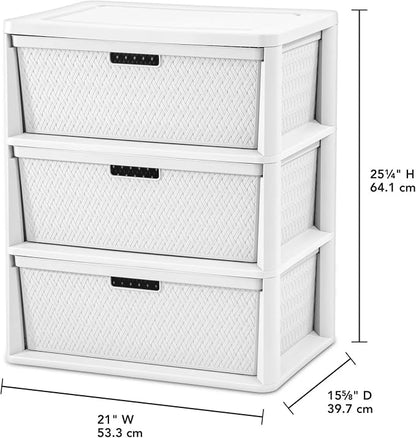 Wide 3 Drawer Storage Unit, Easy Assembly Tool-Free, Removable Decorative - Image 3