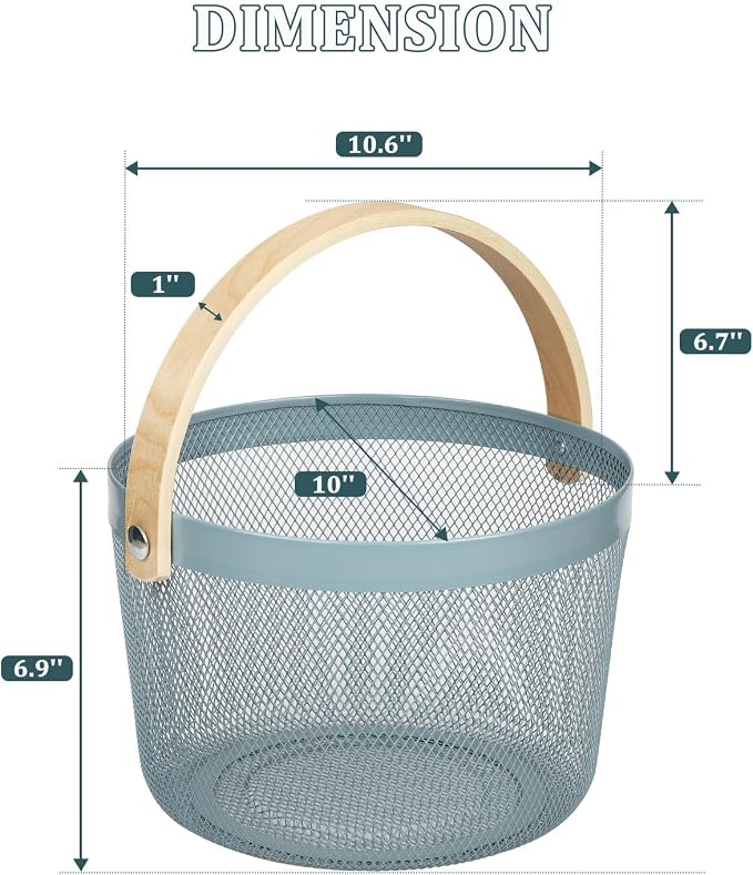 IBWell Bucket-Shape Metal Wire Woven Fruit Storage Bowl Basket - Image 2