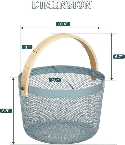 IBWell Bucket-Shape Metal Wire Woven Fruit Storage Bowl Basket - Image 2