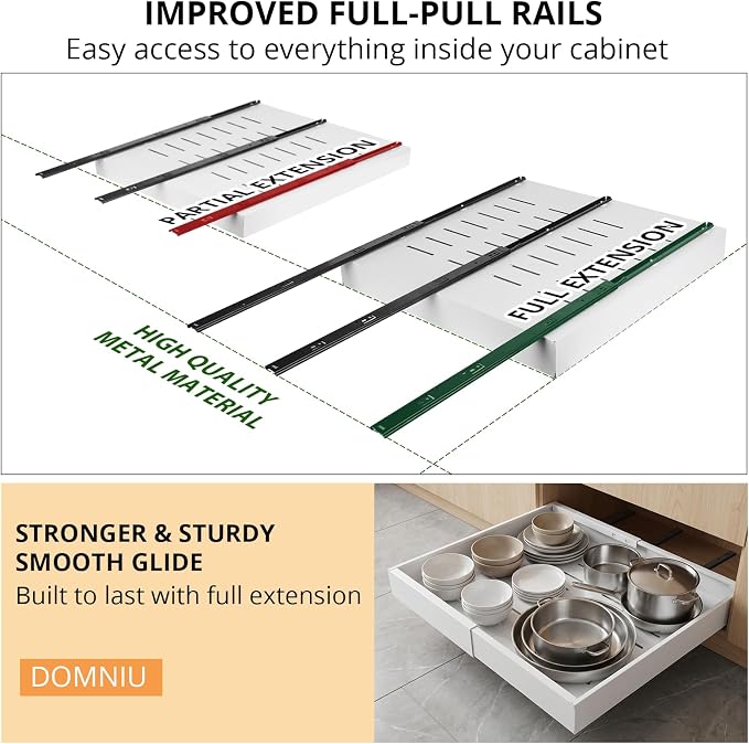 DOMNIU 2 Pack Pull Out Cabinet Organizers Expandable Width | Upgrade 3 Slide - Image 7