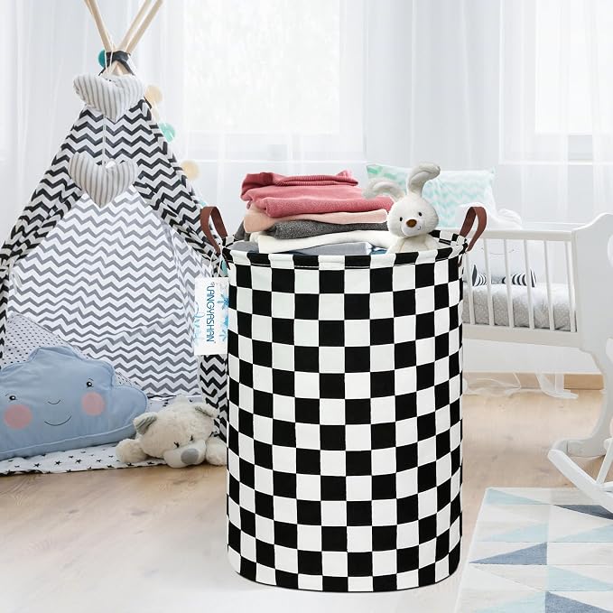 LANGYASHAN Laundry Basket Canvas Fabric Collapsible Organizer Basket - Image 5