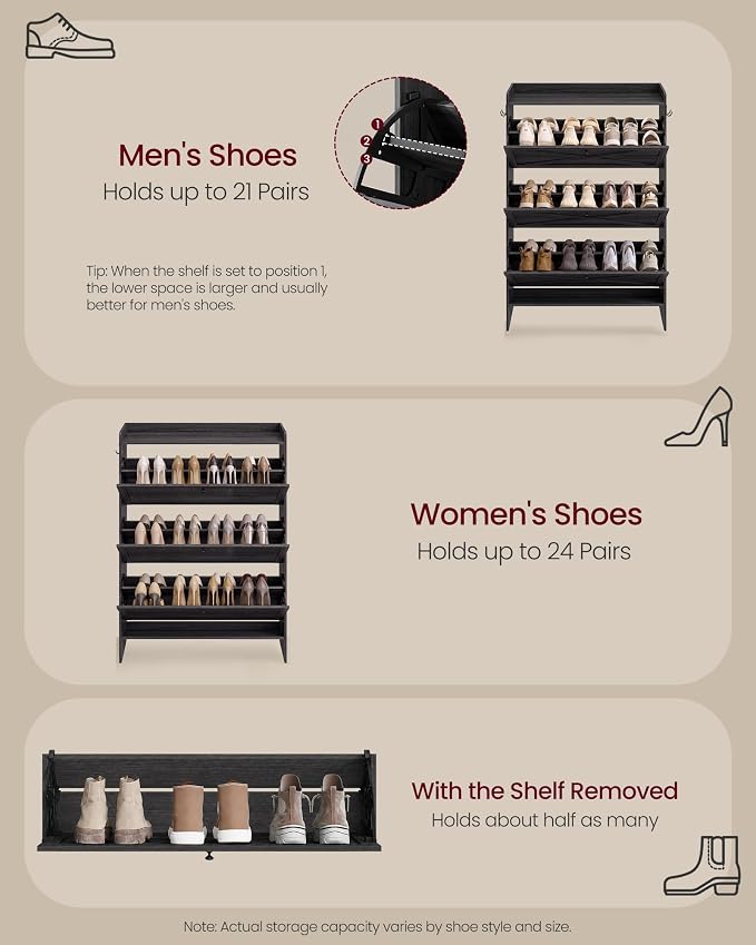 VASAGLE Shoe Storage Cabinet Organizer - Image 5