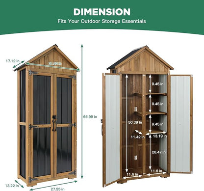 Ketive Outdoor Storage Cabinet, Wood & Metal Storage Shed - Image 2