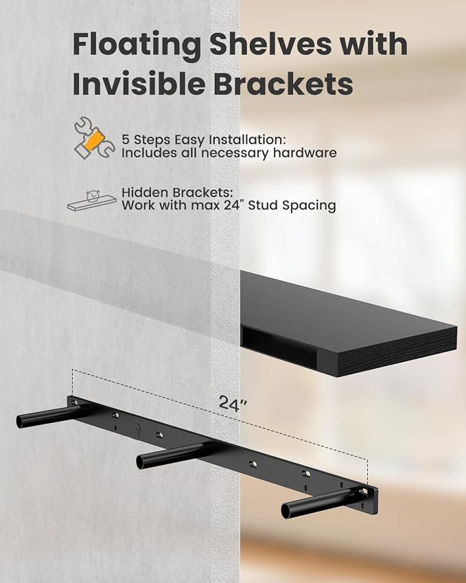 AMADA HOMEFURNISHING Floating Shelves Wall Mounted, 47 x 8 Inch Wall Shelves - Image 9