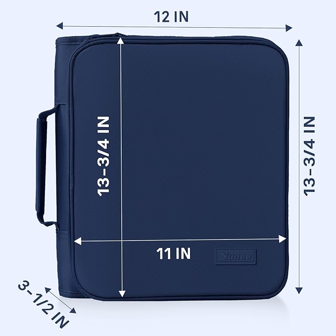 SUNEE Zippered Binder Bag with Handle, 2-Inch 3-Ring O-Ring, 500-Sheet Capacity - Image 6