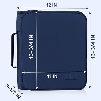 SUNEE Zippered Binder Bag with Handle, 2-Inch 3-Ring O-Ring, 500-Sheet Capacity - Image 6