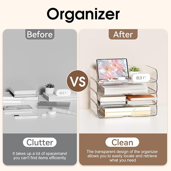 4-Tier Large-Capacity Paper Organizer, Transparent & Easy Access, Desk File - Image 5