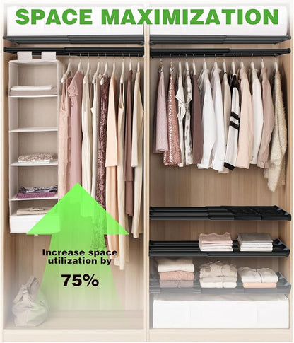 Expandable Closet Shelf, 16-24 Inches Metal Closet Rod Organizers and Storage - Image 5