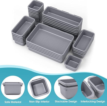 33 PCS Drawer Organizer Set, 4 Size Makeup Drawer Divider Organizer - Image 3