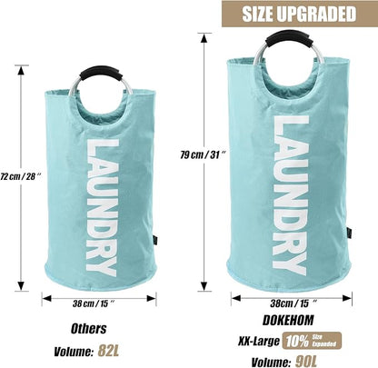 DOKEHOM 90L Large Laundry Basket, Collapsible Laundry Bag, Freestanding Tall - Image 3