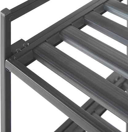 3-Tier Stackable 1" Slat Steel Frame Shoe Rack, 27.25"W x 12.75"D, Ash Gray | - Image 6