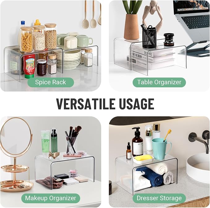 Bobomoment Clear Cabinet Organizer, Stackable Shelf Organizer Set of 2 | - Image 5