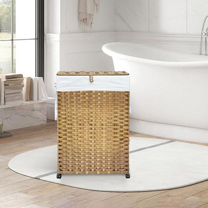 88L Slim Laundry Hamper with Wheels, 23.3 Gallon Rolling Laundry Basket with Lid - Image 3