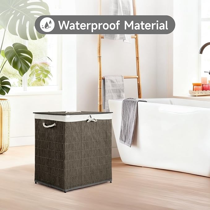 Laundry Hamper with Lid, 39.6 Gallon Large Laundry Basket 2 Removable Liner Bags - Image 2