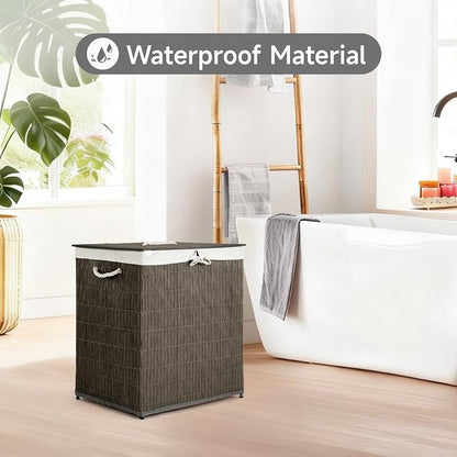 Laundry Hamper with Lid, 39.6 Gallon Large Laundry Basket 2 Removable Liner Bags - Image 2
