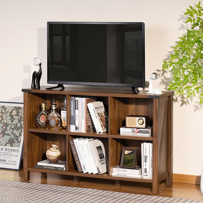 Farmhouse 6 Cube Book Shelf, Wood 3 Tier Storage Organizer Bookshelf, Rustic - Image 5
