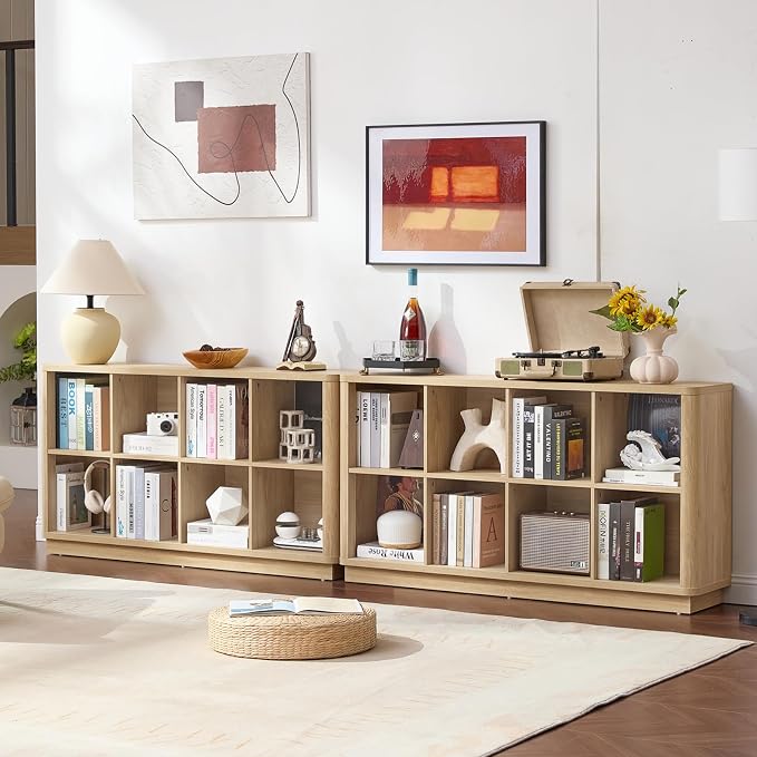 8 Cube Storage Book Shelf, Floor Standing Wooden Cubby Bookcase - Image 5