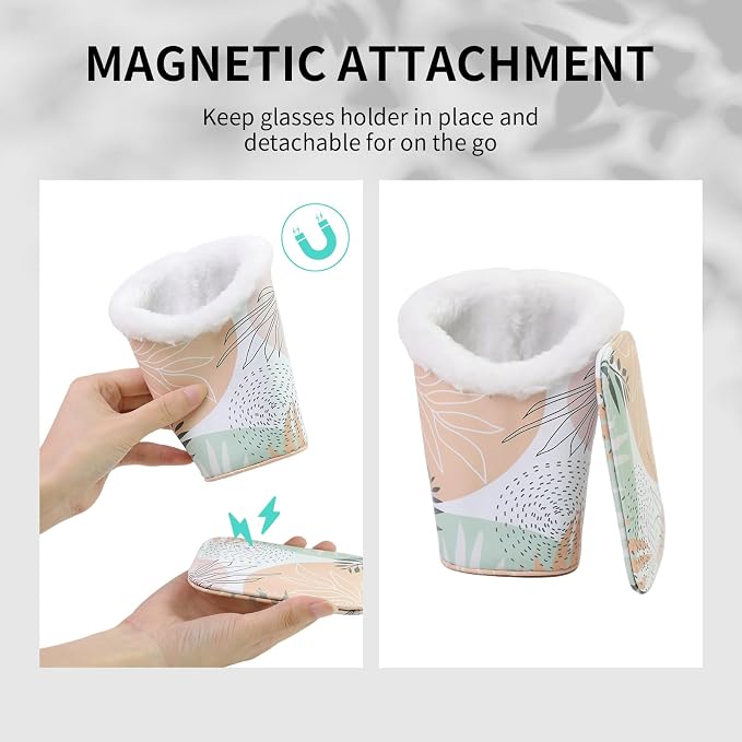 Plush Lined Eyeglasses Holder, Cute Magnetic PU Leather Glasses Stand Case - Image 6