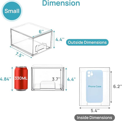 Vtopmart 4 Pack Small Clear Stackable Storage Drawers, Acrylic Bathroom Makeup - Image 2