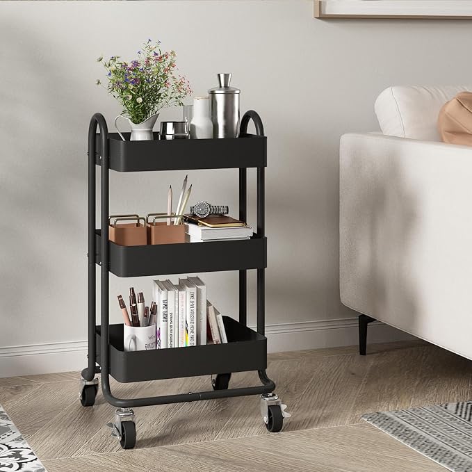 Metal Rolling Cart, 3-Tier Metal Rolling Cart - Image 7