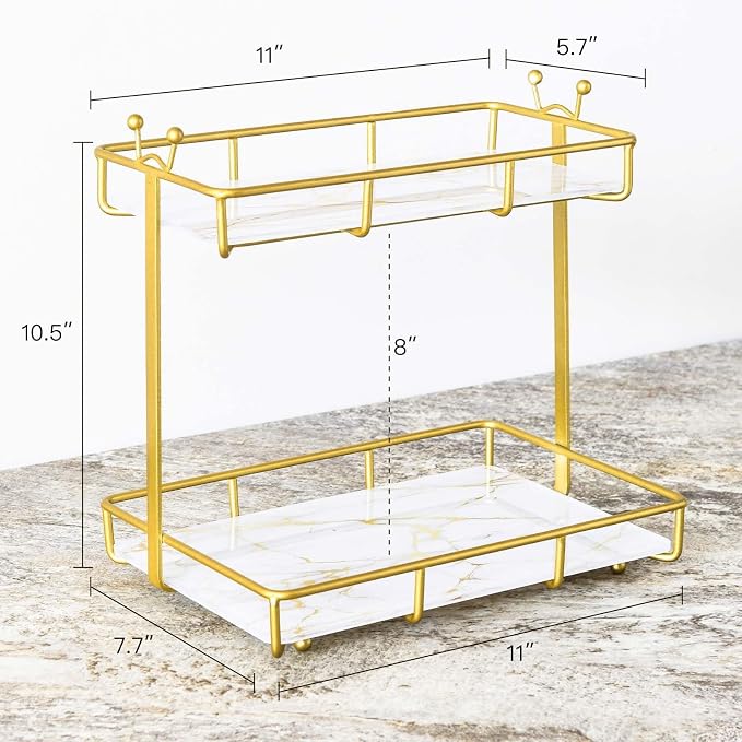 Bathroom Counter Organizer Makeup Organizer 2 Tier Vanity Tray Dresser - Image 2