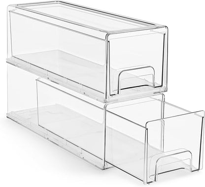 Sorbus Small Clear Stackable Storage Drawers – 2-Pack Plastic Organizer Bins by Sorbus