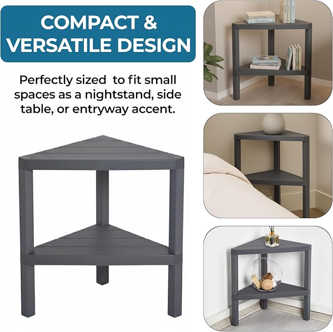 Honey-Can-Do 2-Tier Plastic Corner Storage Shelf, kitchen or office - Image 7