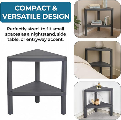 Honey-Can-Do 2-Tier Plastic Corner Storage Shelf, kitchen or office - Image 7