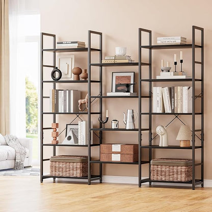 NUMENN Triple 5 Tier Bookshelf, Wide Book Shelf by NUMENN