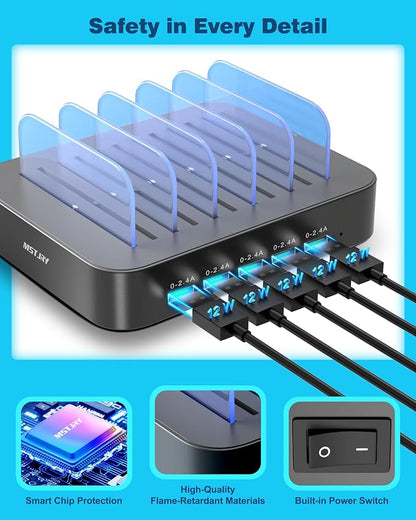 MSTJRY Charging Station for Multiple Devices : 5 Port Multi USB-A Charger - Image 2